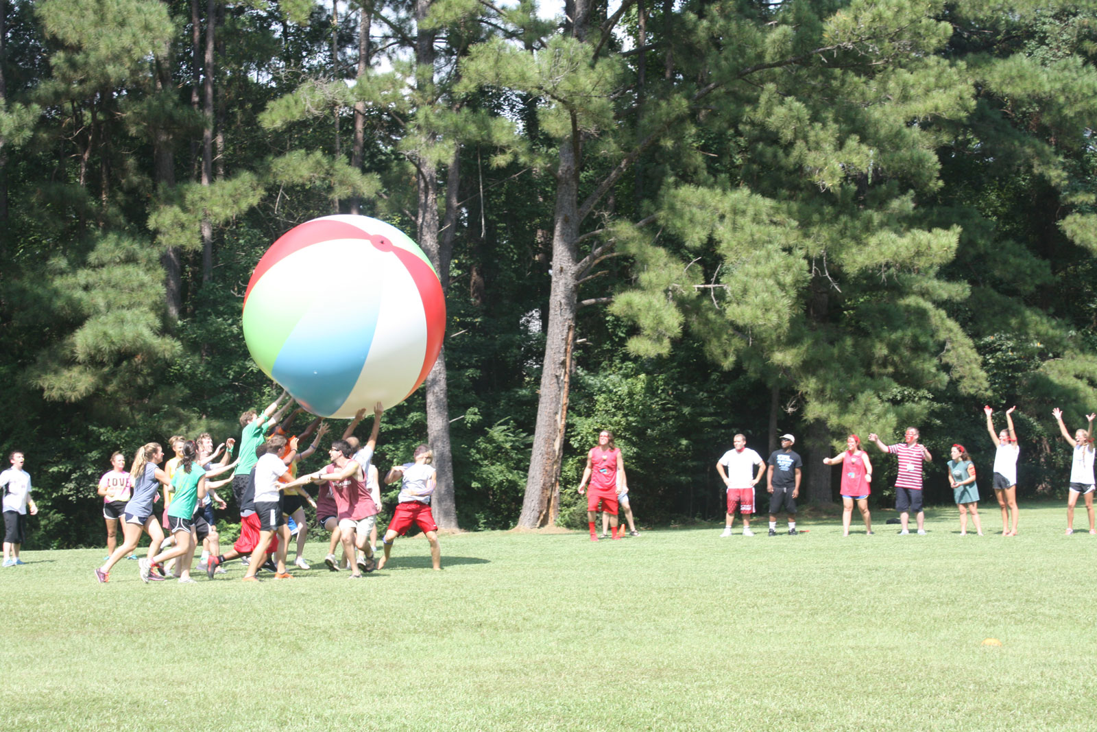 Students playing with giant beachball